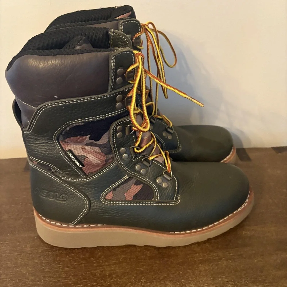 Asolo Boots Mens Size 10 Green Leather Waterproof Camo Vibram Work Hunting